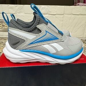 Reebok Kids shoes Baby Boy Gray and Blue slip on Sporty Athletic Sneakers Size 7